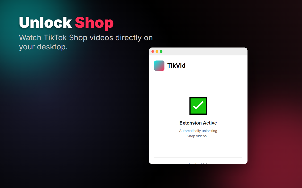 TikVid extension popup interface